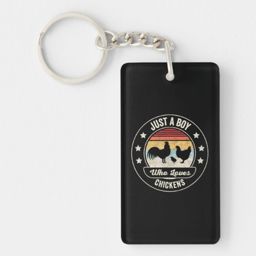 Just A Boy Who Loves Chickens Farm Chicken Keychain