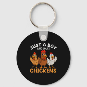 Just A Boy Who Loves Chickens Kids Boys Chicken Keychain