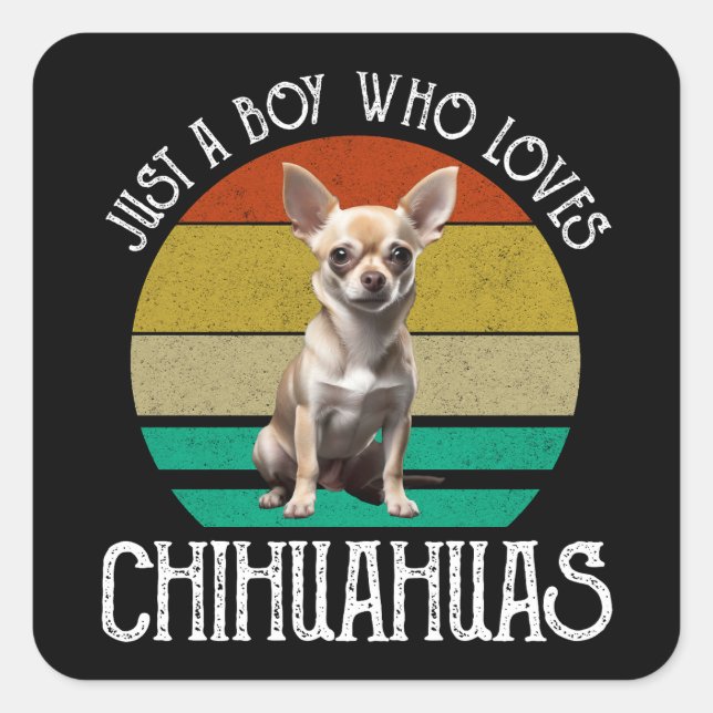 Just A Boy Who Loves Chihuahuas Square Sticker (Front)