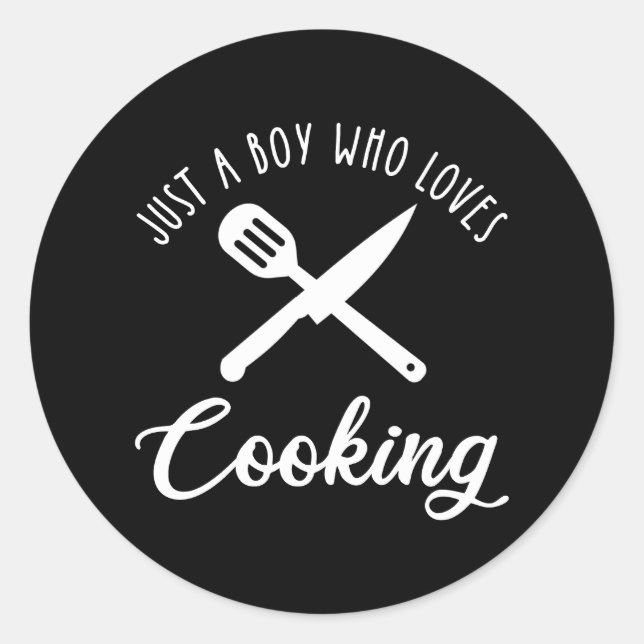 Just A Boy Who Loves Cooking Classic Round Sticker (Front)
