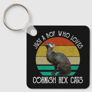 Just A Boy Who Loves Cornish Rex Cats Keychain
