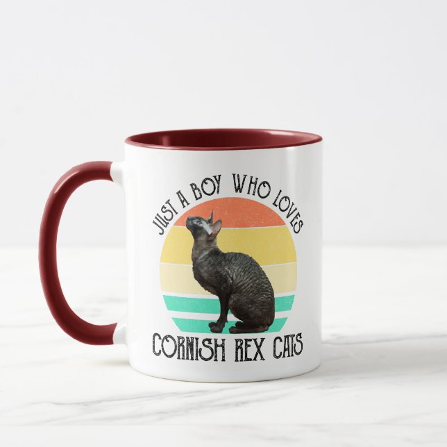 Just A Boy Who Loves Cornish Rex Cats Mug (Left)