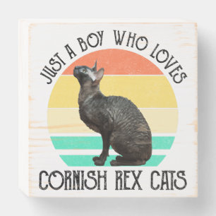 Just A Boy Who Loves Cornish Rex Cats Wooden Box Sign