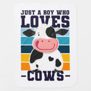 Just A Boy Who Loves Cows Baby Blanket