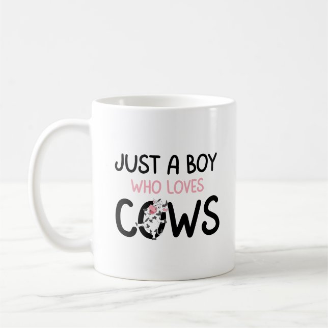 Just a Boy Who Loves Cows Cute Cow Farm Coffee Mug (Left)