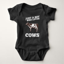 Just A Boy Who Loves Cows Funny Animal Ranch Lover Baby Bodysuit