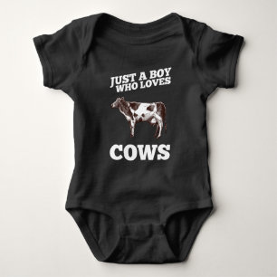 Just A Boy Who Loves Cows Funny Animal Ranch Lover Baby Bodysuit