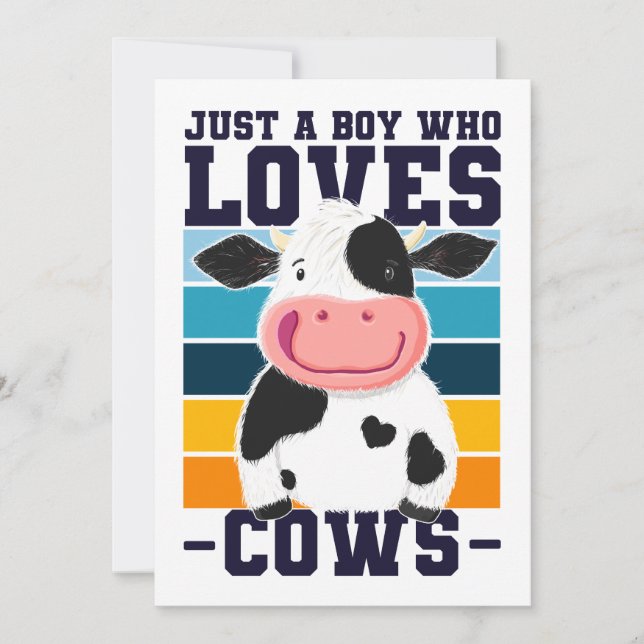 Just A Boy Who Loves Cows Invitation (Front)