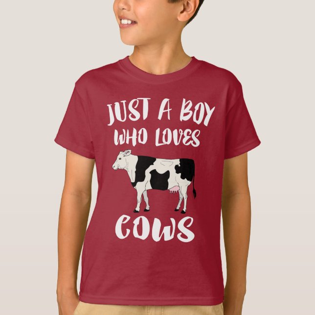 Just A Boy Who Loves Cows T-Shirt Animal Lover (Front)