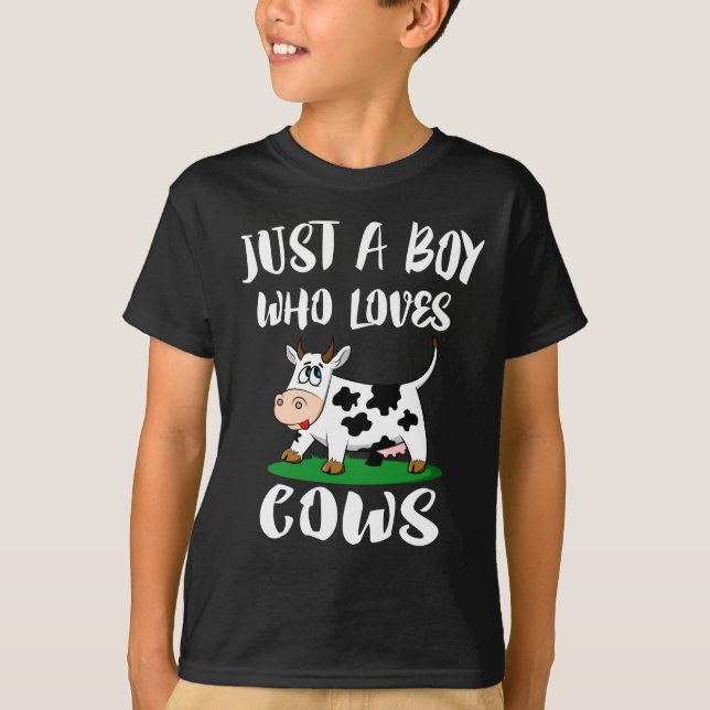 Just A Boy Who Loves Cows T-Shirt Animal Lover (Front)
