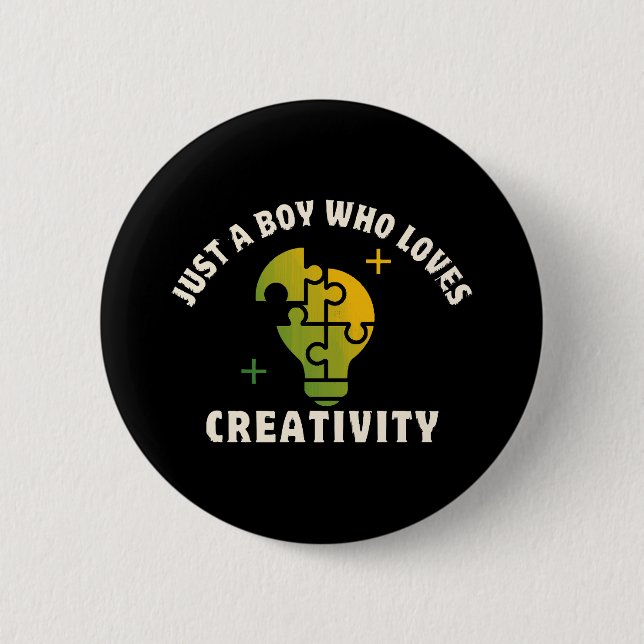just a boy who loves creativity button (Front)