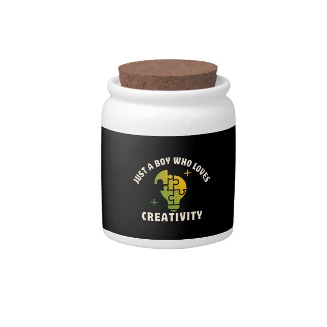 just a boy who loves creativity candy jar (Front)