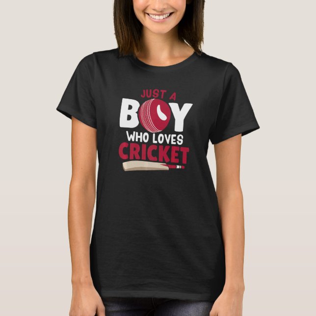 Just A Boy Who Loves Cricket  Pro Cricket Players  T-Shirt (Front)