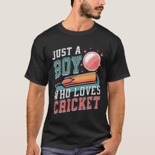 Just A Boy Who Loves Cricket T And Ll Retro Cricke T-Shirt
