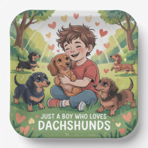 Just A Boy Who Loves Dachshunds Paper Plates