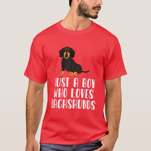 Just A Boy Who Loves Dachshunds T_Shirt