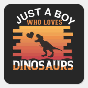 Just a Boy Who Loves Dinosaur Dinosaur Design Square Sticker