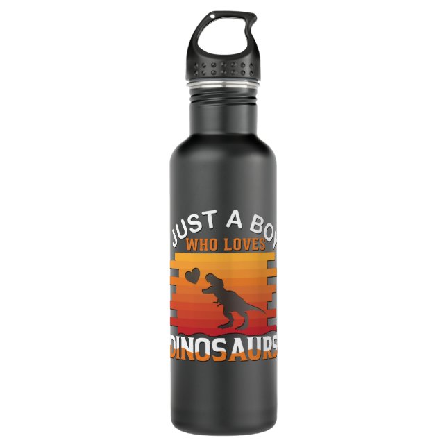Just a Boy Who Loves Dinosaur | Dinosaur Design Stainless Steel Water Bottle (Front)