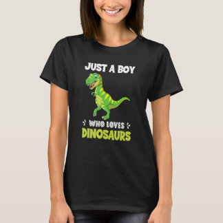 Just A Boy Who Loves Dinosaurs Rawr Rex Dinosaur T-Shirt