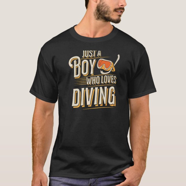 Just A Boy Who Loves Diving Divemaster Scuba Diver T-Shirt (Front)