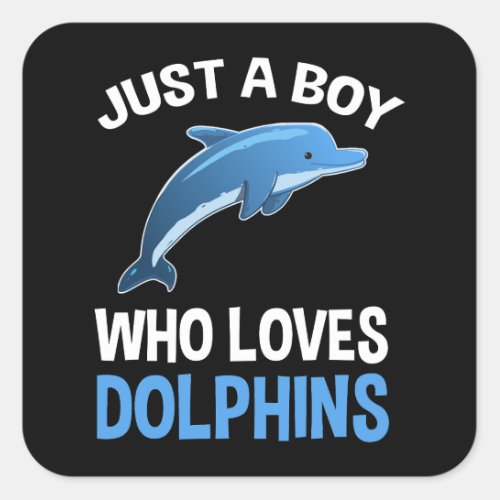 Just A Boy Who Loves Dolphins Square Sticker