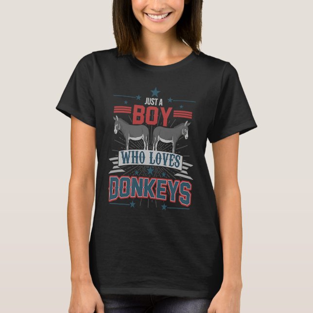 Just a Boy Who Loves Donkeys  American Men and Boy T-Shirt (Front)