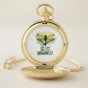Just a Boy who loves Dragonflies. Dragonflies Drag Pocket Watch