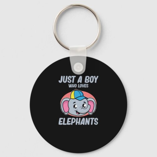 Just A Boy Who Loves Elephants Cute Elephant Lover Keychain