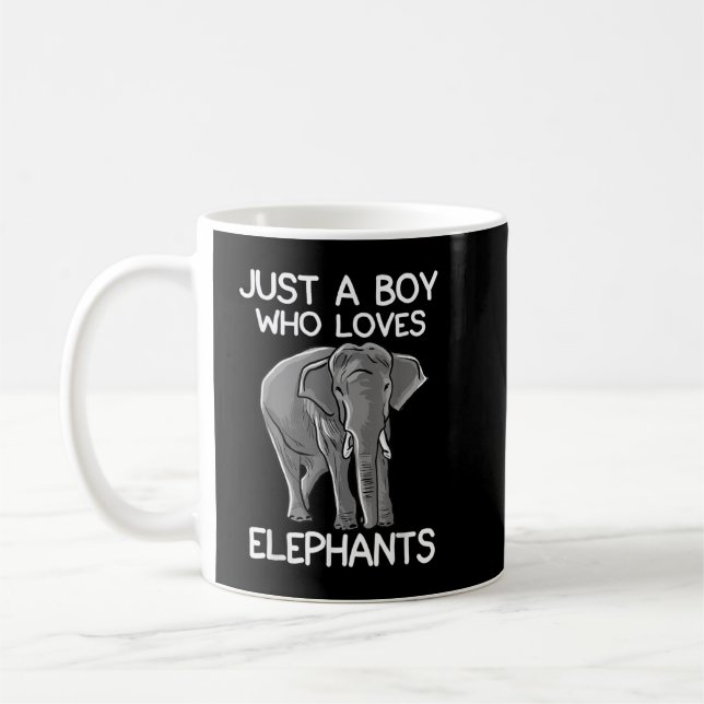 Just A Boy Who Loves Elephants Funny Elephant Love Coffee Mug (Left)