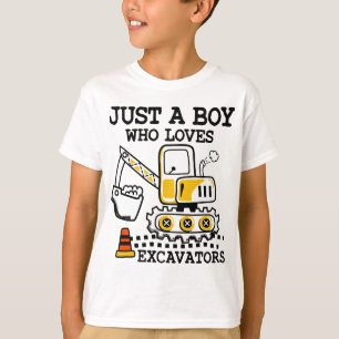 Just A Boy Who Loves Excavators Construction T-Shirt