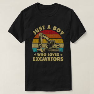 Just A Boy Who Loves Excavators Construction T-Shirt
