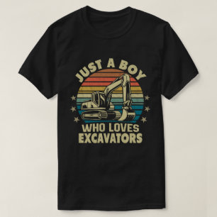Just A Boy Who Loves Excavators Construction T-Shirt