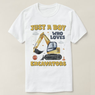 Just A Boy Who Loves Excavators Construction T-Shirt