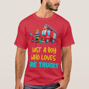 Just A Boy Who Loves Fire Trucks For Boys Fire Fig T-Shirt