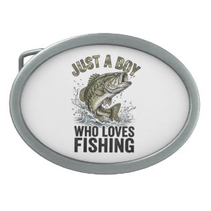 Just A Boy Who Loves Fishing Bass Belt Buckle