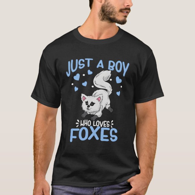 Just A Boy Who Loves Foxes Cute Arctic Baby Fox T-Shirt (Front)