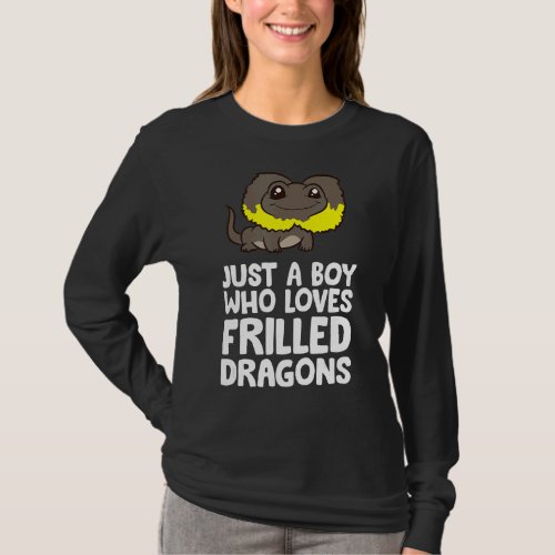 Just A Boy Who Loves Frilled Dragons Frilled Lizar T_Shirt