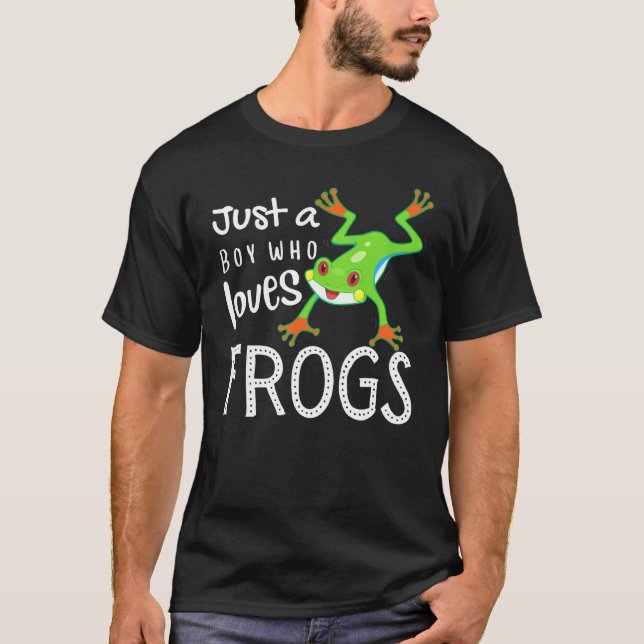 Just A Boy Who Loves Frogs Funny Animal T-Shirt (Front)