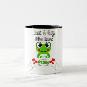 Just A Boy Who Loves Frogs World's Cutest Frog Two-Tone Coffee Mug
