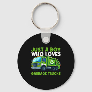 Just A Boy Who Loves Garbage Truck Traruck Boys Ki Keychain