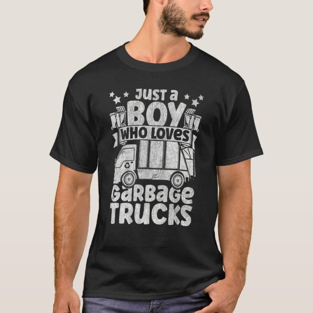 Just A Boy Who Loves Garbage Trucks for Toddler Bo T-Shirt (Front)