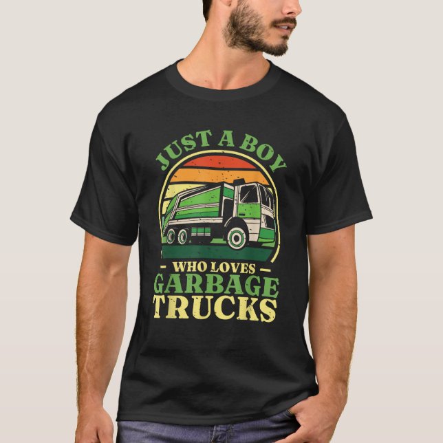 Just A Boy Who Loves Garbage Trucks Toddler T-Shirt (Front)