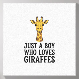 Just a Boy Who Loves Giraffes Cute Giraffe T-Shirt Canvas Photo Tile