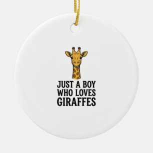 Just a Boy Who Loves Giraffes Cute Giraffe T-Shirt Ceramic Ornament