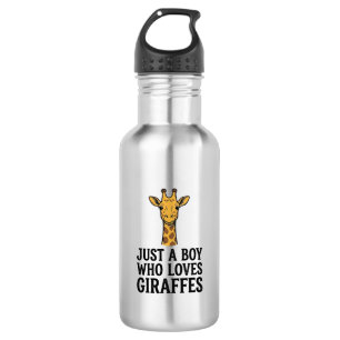 Just a Boy Who Loves Giraffes Cute Giraffe T-Shirt Stainless Steel Water Bottle