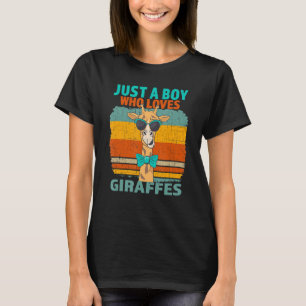 Just A Boy Who Loves Giraffes Funny Giraffe T-Shirt