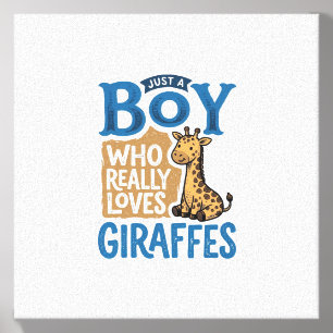 Just A Boy Who Loves Giraffes Vintage Shirt Design Canvas Photo Tile
