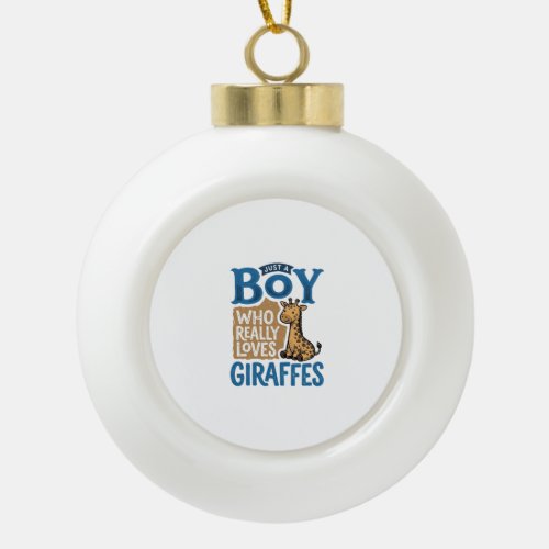 Just A Boy Who Loves Giraffes Vintage Shirt Design Ceramic Ball Christmas Ornament