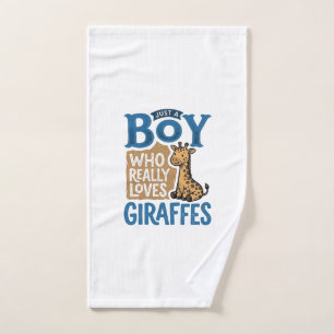 Just A Boy Who Loves Giraffes Vintage Shirt Design Hand Towel