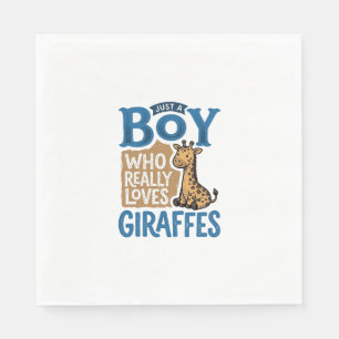 Just A Boy Who Loves Giraffes Vintage Shirt Design Napkins